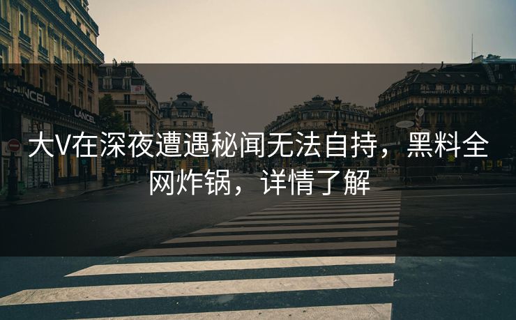 大V在深夜遭遇秘闻无法自持，黑料全网炸锅，详情了解