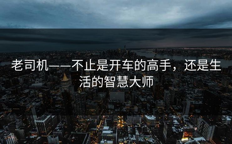 老司机——不止是开车的高手，还是生活的智慧大师