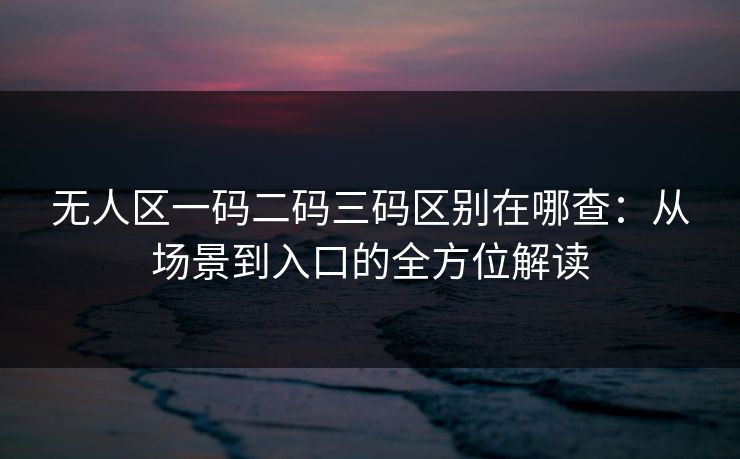 无人区一码二码三码区别在哪查：从场景到入口的全方位解读