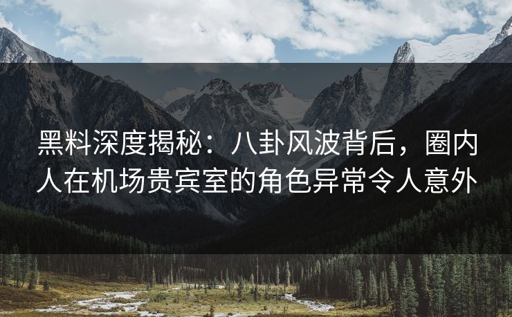 黑料深度揭秘：八卦风波背后，圈内人在机场贵宾室的角色异常令人意外